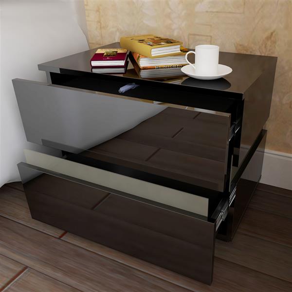 RGB LED Double Side Cabinet Bedside Table Black