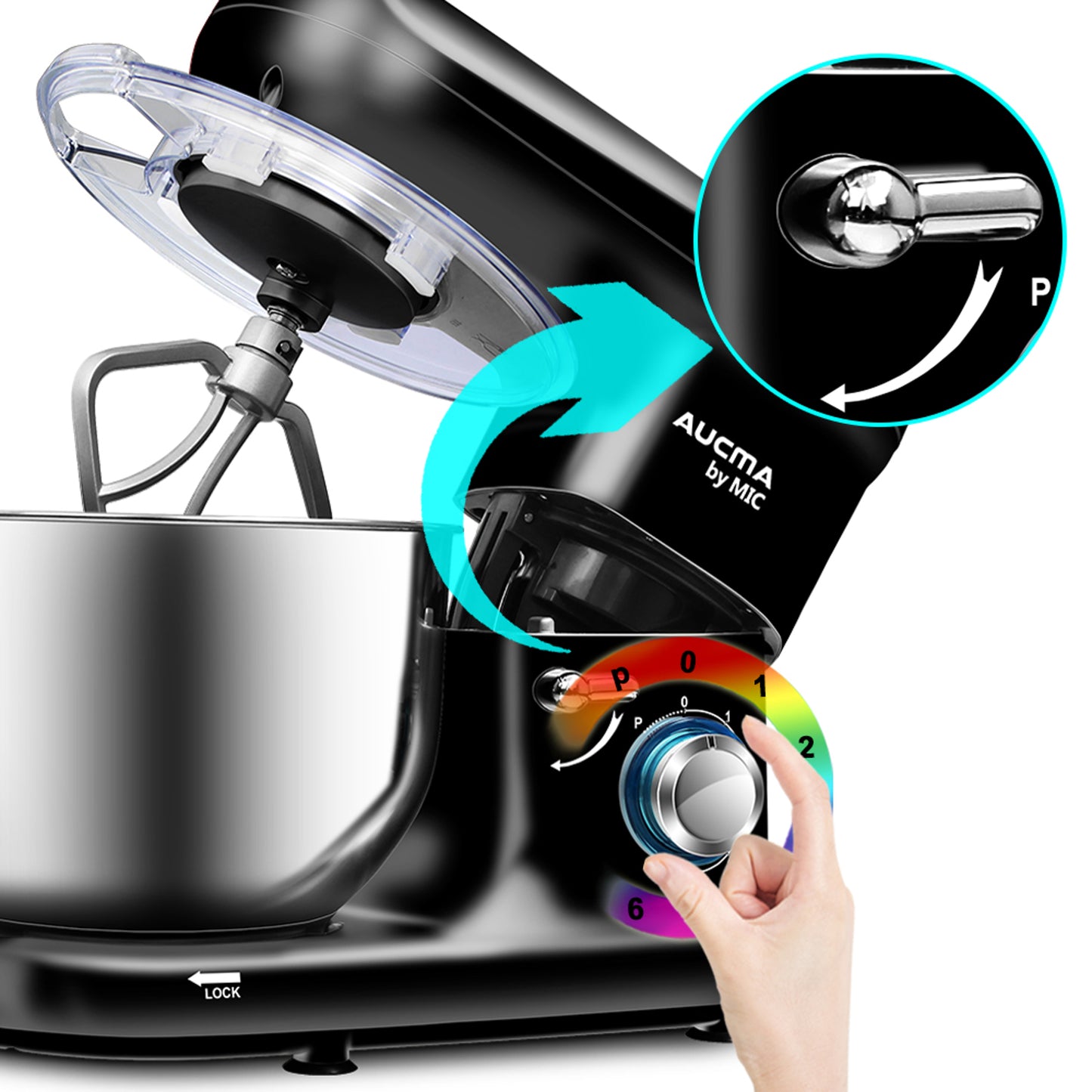 1500W Electric Stand Mixer 5.5L Mixing Bowl Black