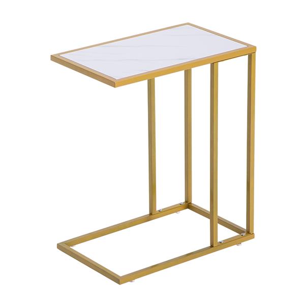 Marble Simple C-Side Table [30x48x61cm] White