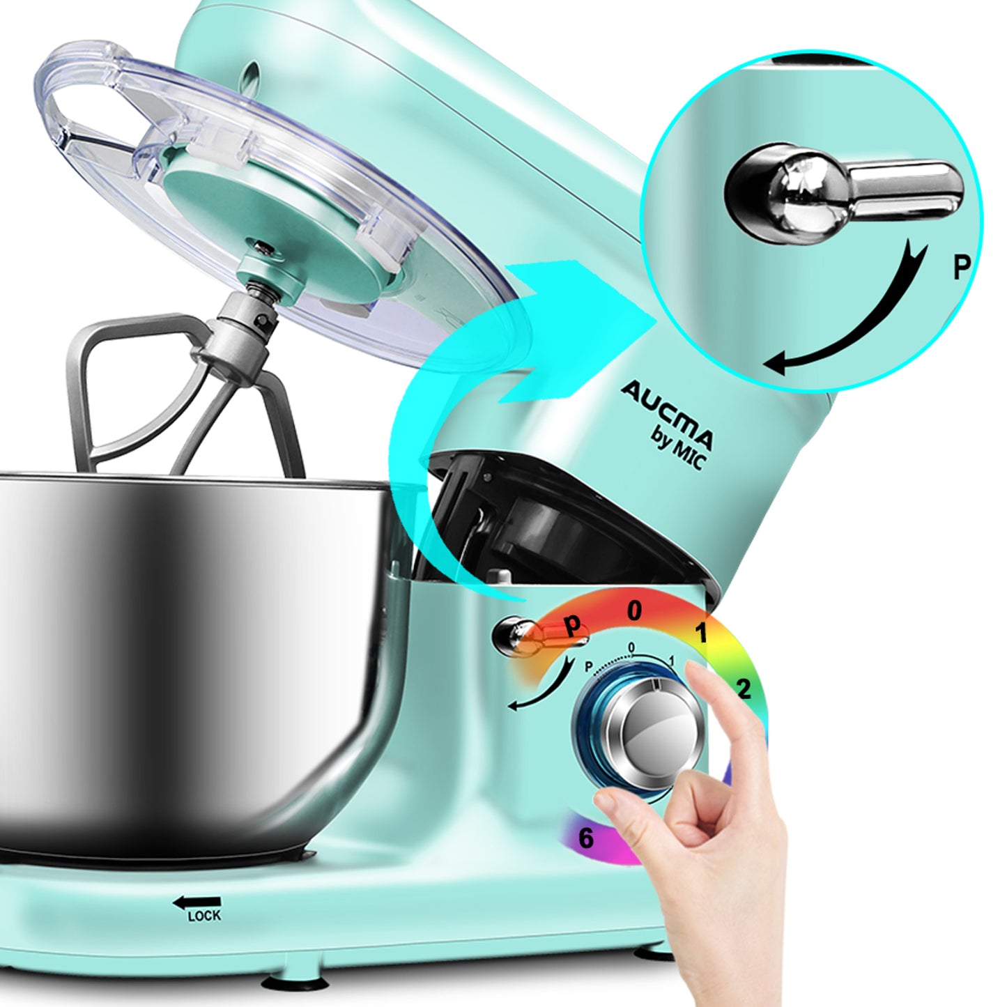 1500W Electric Stand Mixer 5.5L Mixing Bowl Blue