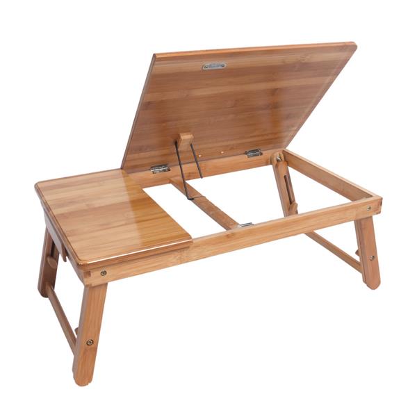 53cm Trendy Adjustable Bamboo Computer Desk Wood Color