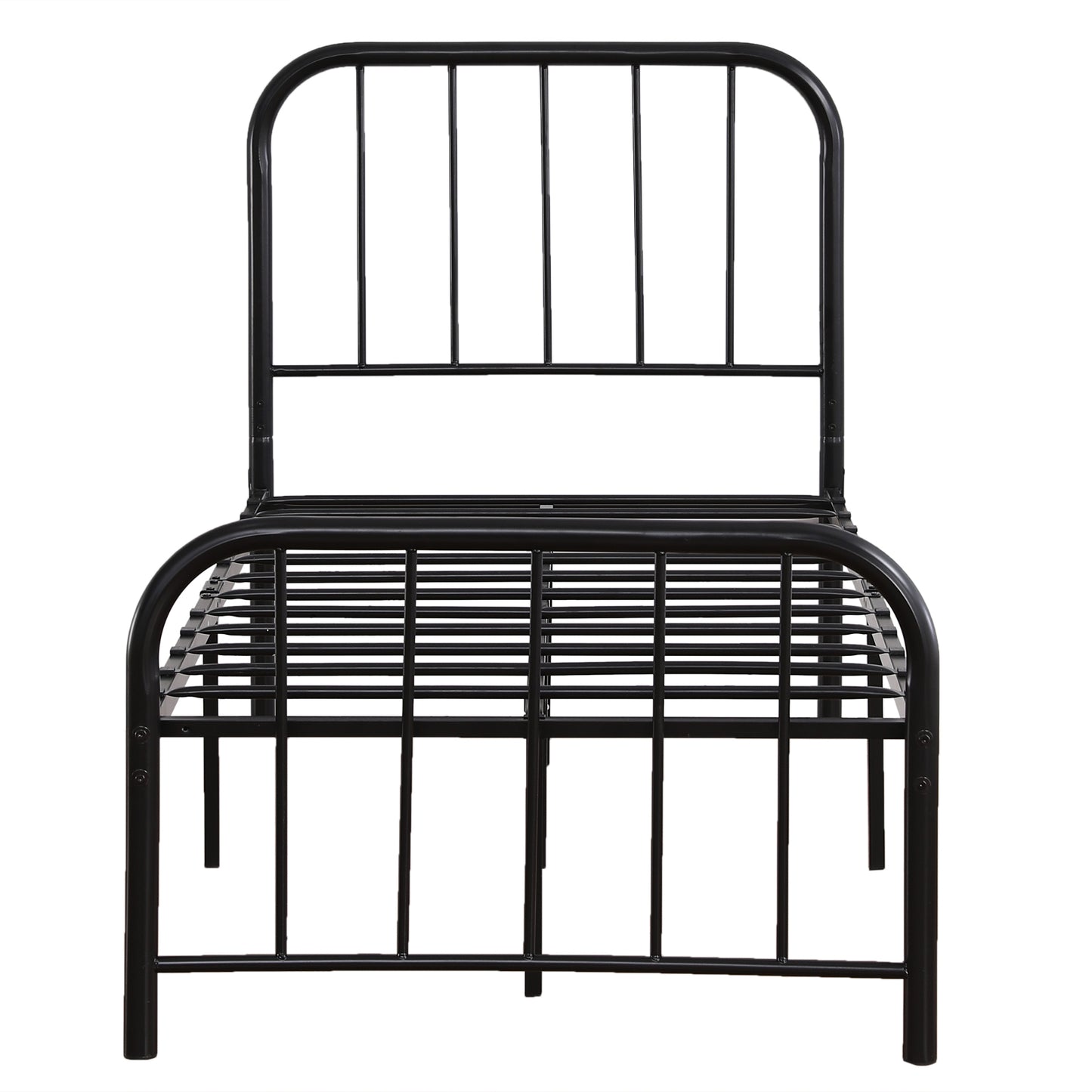 Single Layer Round Tube Arc Frame Vertical Strip with Bed Foot 3ft Iron Bed  Black