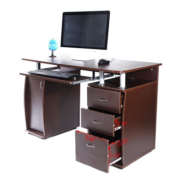 15mm MDF Portable 1pc Door with 3pcs Drawers Computer Desk Coffee