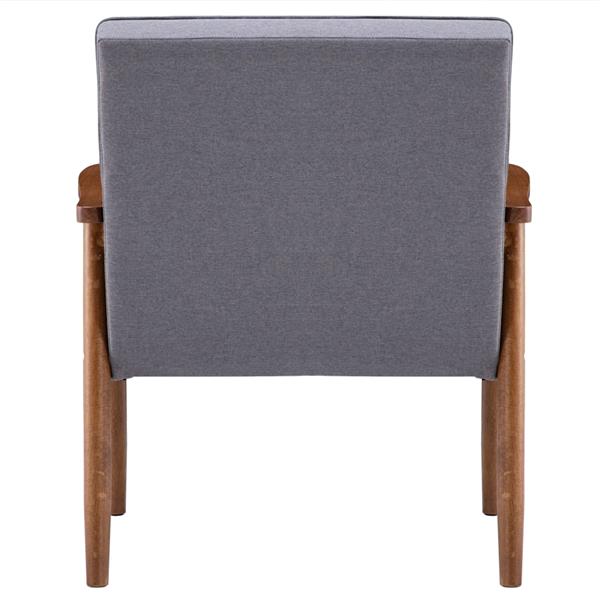 (75 x 69 x 84)cm Retro Modern Wooden Single Chair, Grey Fabric