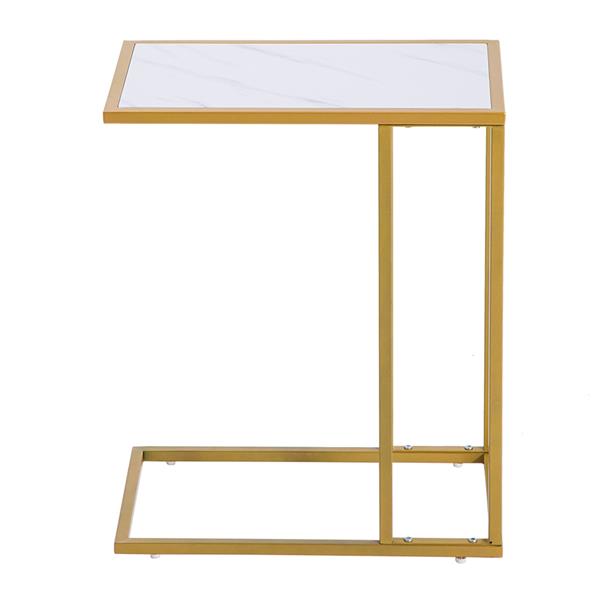 Marble Simple C-Side Table [30x48x61cm] White